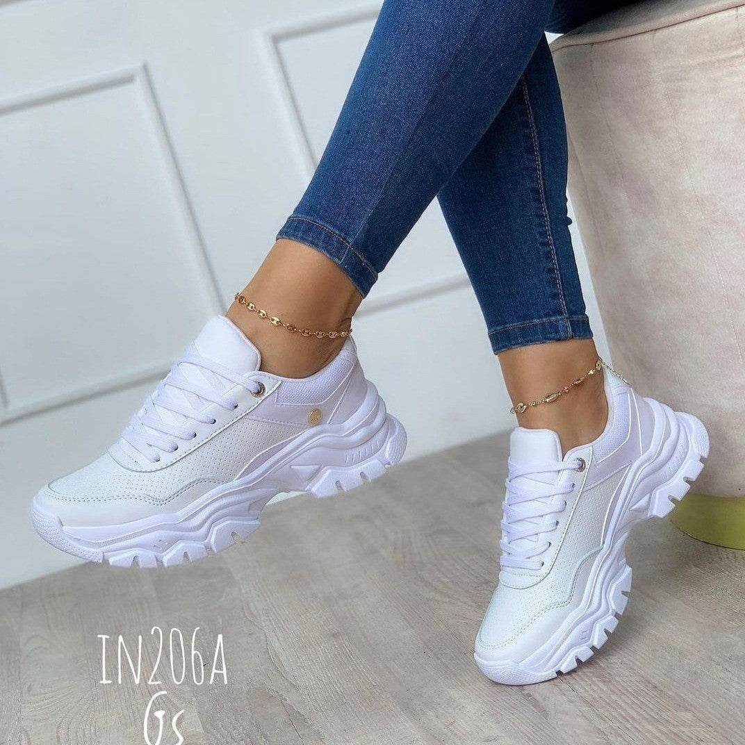 Women's Platform Tied Shoes - Stylish Casual Flats in Solid Colors - Buy Center