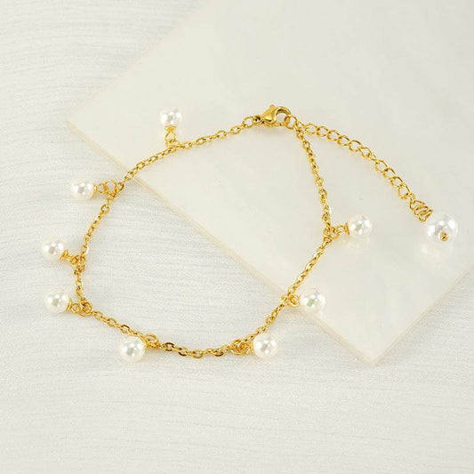 Fashion Stainless Steel Pearl Anklet - Chic Tassel Design for Any Occasion - Buy Center