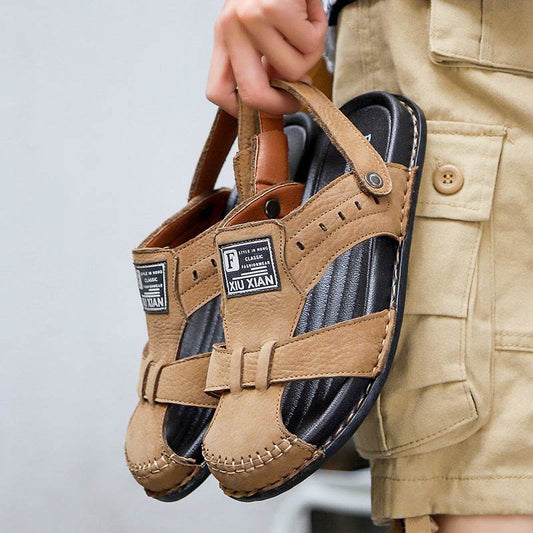 Men's Plus Size Leather Sandals - Casual, Breathable, Non-Slip Design - Buy Center