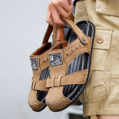 Men's Plus Size Leather Sandals - Casual, Breathable, Non-Slip Design - Buy Center