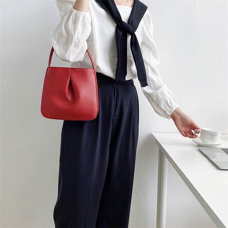 Elegant PU Pleated Handbag - Stylish Retro Clutch for Everyday Use - Buy Center