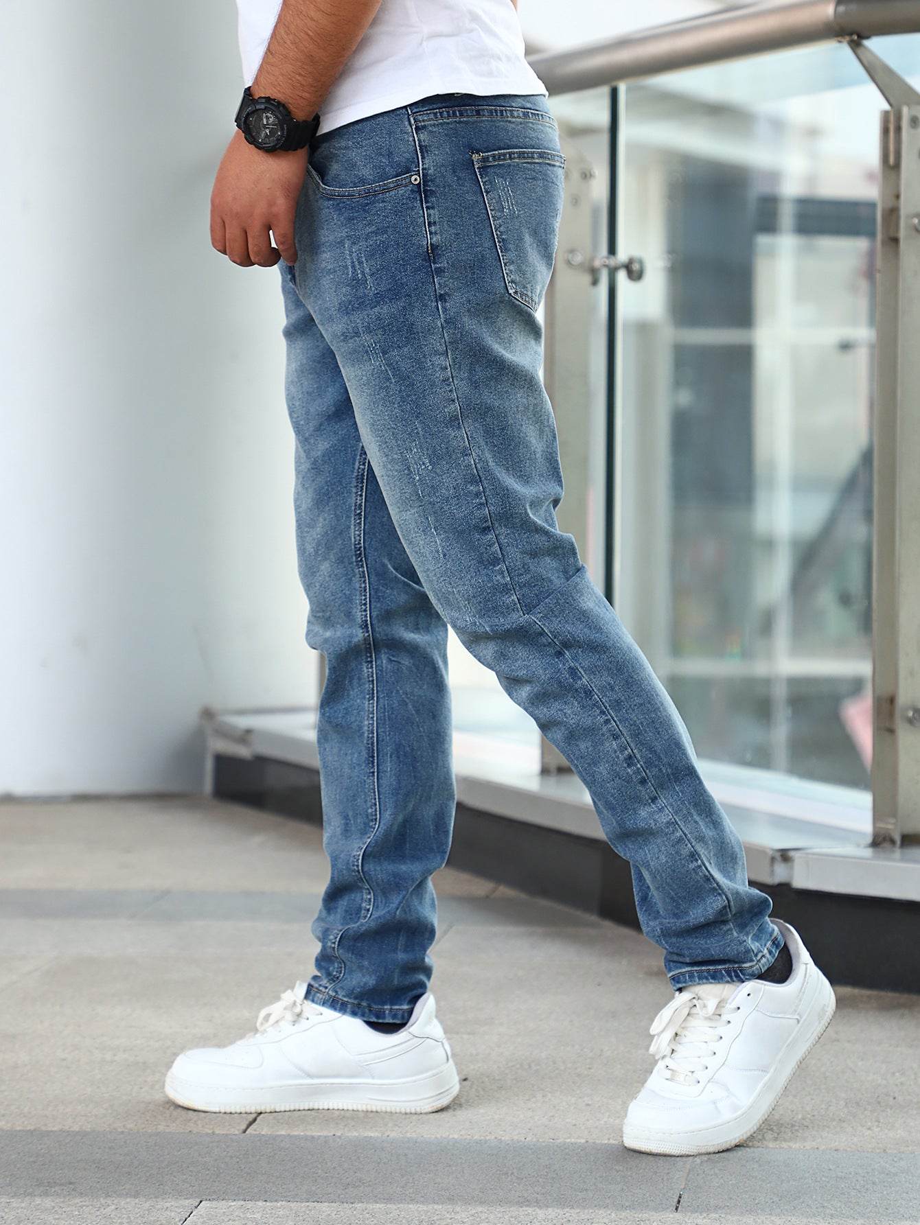 Buycenter Men's Gray Stretch Skinny Jeans - Korean Style Trousers - Buy Center