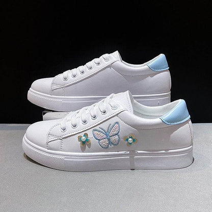 Buycenter Women's Flat Sneakers with Bow - Stylish Floral Design, Non-Slip - Buy Center