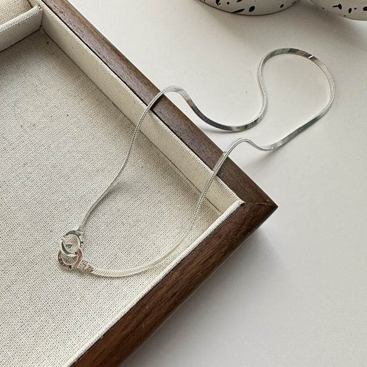 Buycenter Double Ring Snake Bone Necklace - 925 Silver Jewelry, 42cm - Buy Center