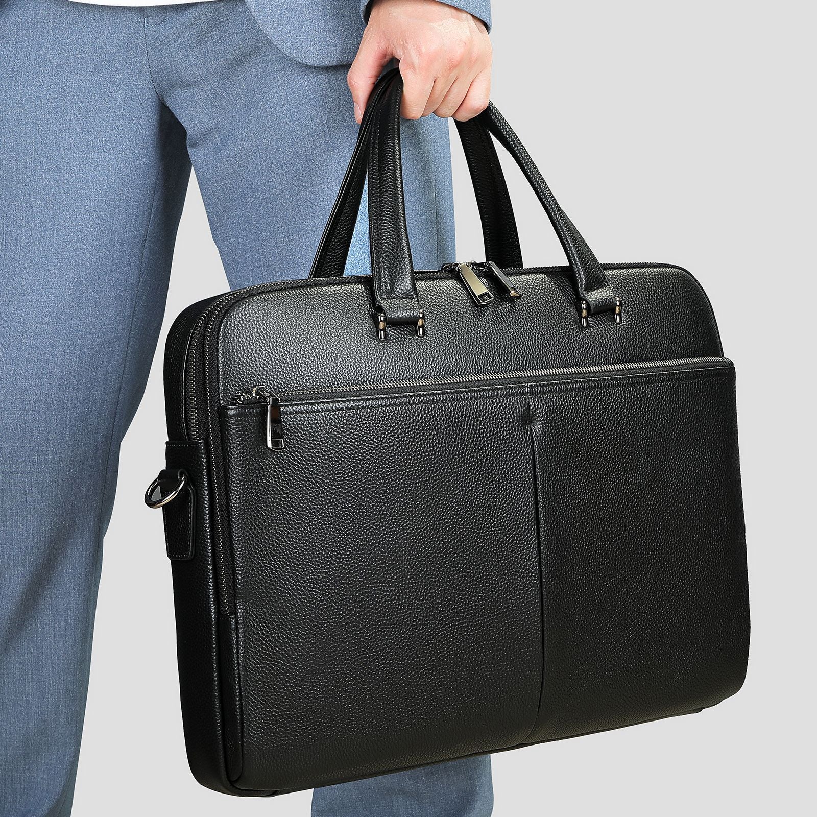 Men's Large Capacity Briefcase - Premium Cowhide 17" Laptop Bag - Buy Center