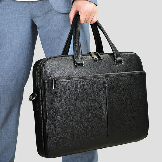 Men's Large Capacity Briefcase - Premium Cowhide 17" Laptop Bag - Buy Center