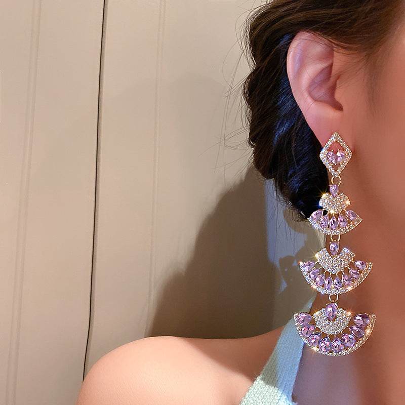 Buy Center 925 Silver Diamond Fan Earrings - Ethnic Style Fashion Design - Buy Center