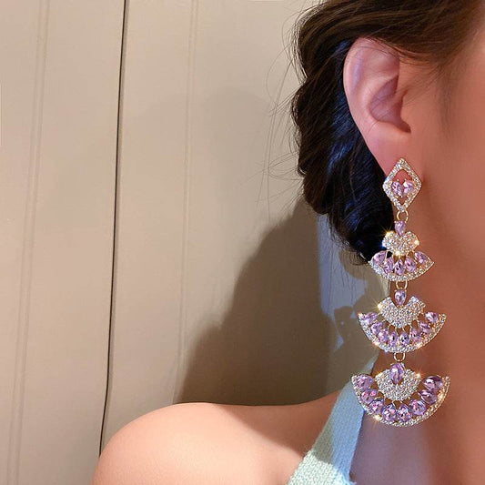Buy Center 925 Silver Diamond Fan Earrings - Ethnic Style Fashion Design - Buy Center