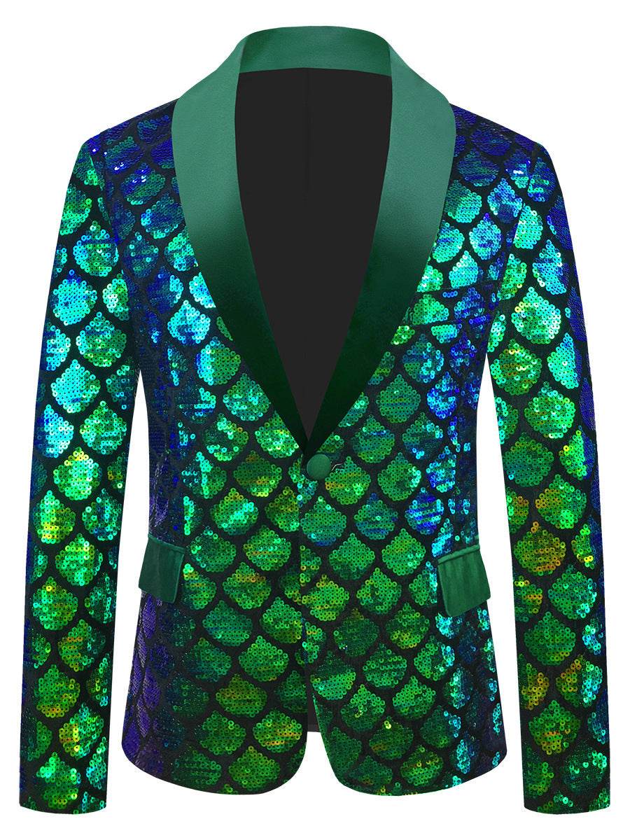 Men's Velvet Colorful Sequined Costume - Slim Fit & Unique Pocket Style - Buy Center