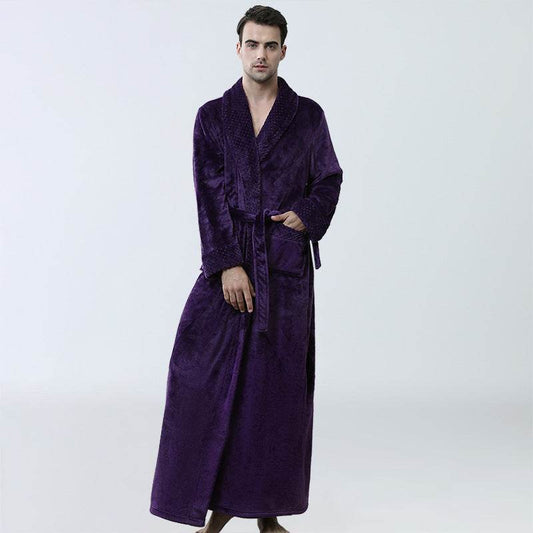 Men's Coral Fleece Nightgown - Warm Winter Pajamas & Lounge Wear - Buy Center