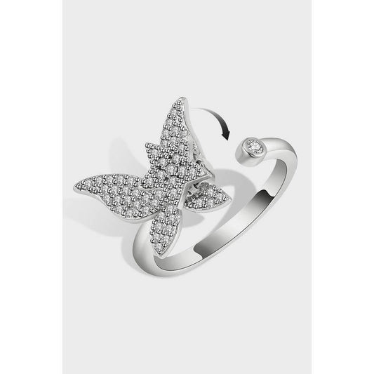 Buy Center Golden Butterfly Spinning Ring - Adjustable 925 Silver Jewelry - Buy Center