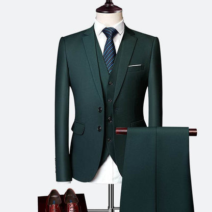 Buycenter Men's Three-Piece Slim Fit Suit - Multicolor Options Available - Buy Center