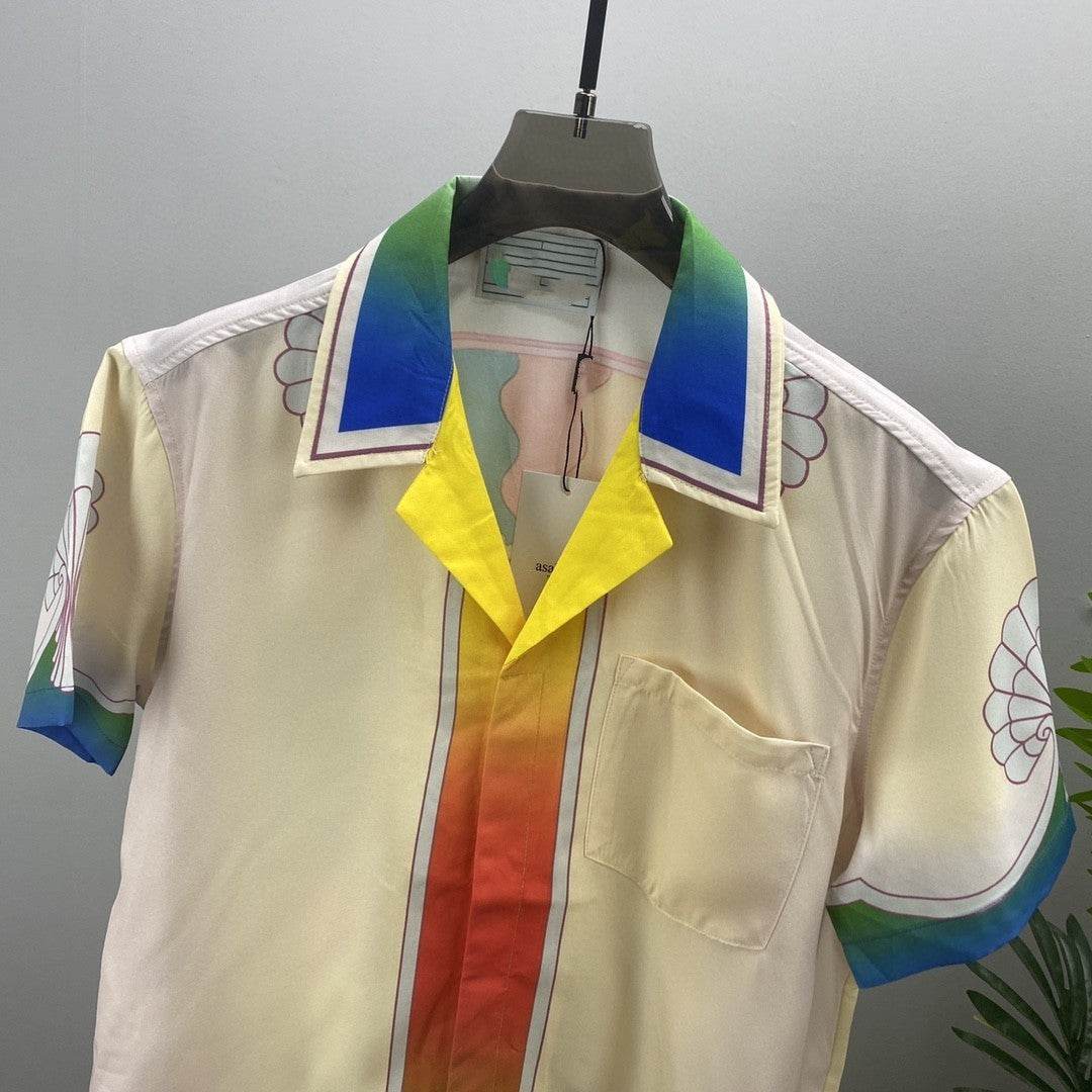 Men's Summer Casual Suit Shirt - Short Sleeve Lapel in Beige, Red, Blue - Buy Center