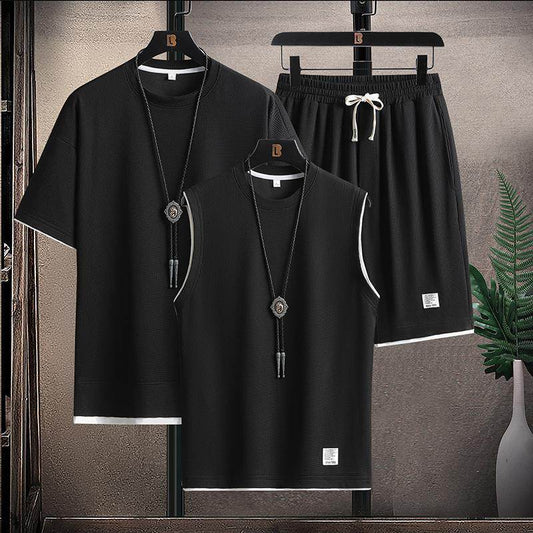 Buycenter Men's Summer Sports Suit - Short Sleeve Top & Shorts Set - Buy Center