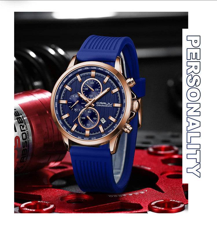 New Men's Silicone Strap Watch - Stylish Six-Pin Steel Case 2025 - Buy Center