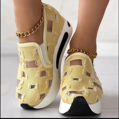 Plus Size Wedge Flats for Women - Breathable Hidden Heels, Stylish Colors - Buy Center