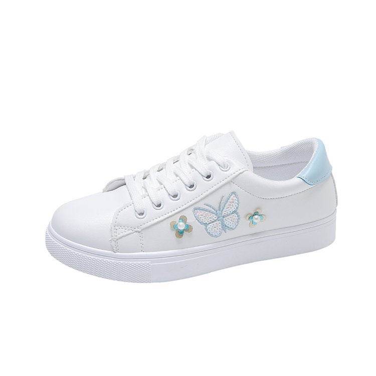 Buycenter Women's Flat Sneakers with Bow - Stylish Floral Design, Non-Slip - Buy Center