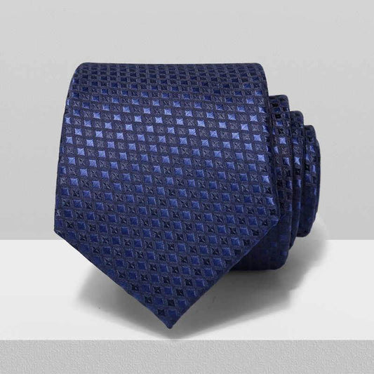 Navy Blue Plaid Tie for Men - Business & Casual Accessory, 7cm Width - Buy Center