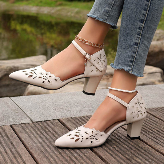 Stylish Women's High-Heeled Sandals - Casual Mid Heel Comfort - 2025 - Buy Center