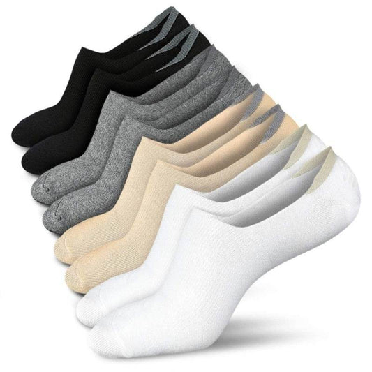 Women's Cotton Invisible Boat Socks - 5 Pairs Non-Slip Summer Style - Buy Center