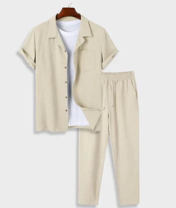 New Digital Men's Cotton and Linen Pajama Set - Breathable & Stylish Comfort - Buy Center