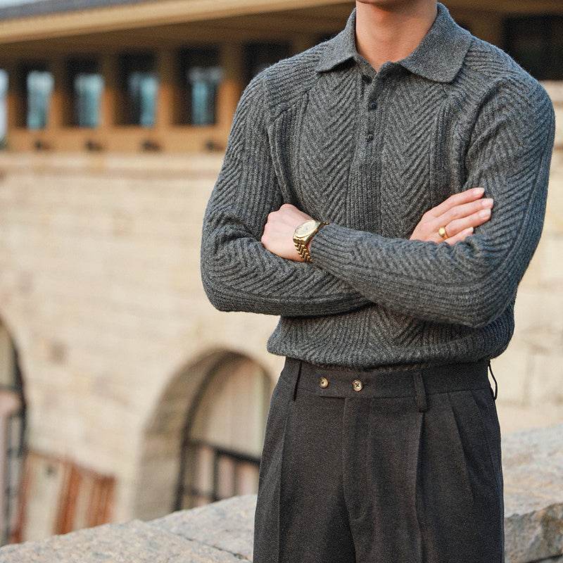 Buycenter Men's Thickened Warm Base Sweater - Stand Collar, Long Sleeve - Buy Center