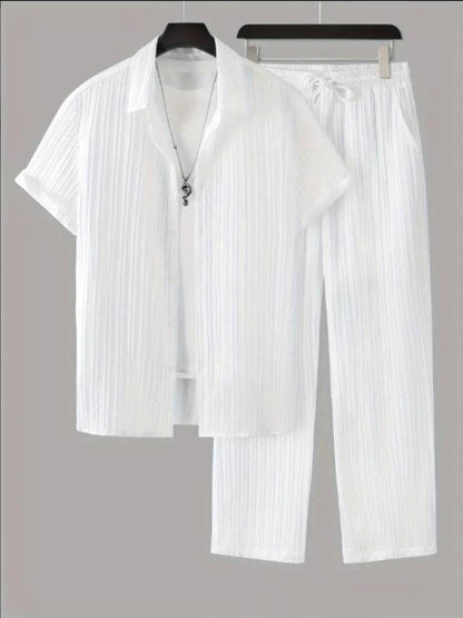 Buycenter Striped Short-Sleeved Men’s Suit Shirt - Summer Fashion - Buy Center