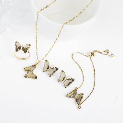 Buycenter Lucky Crystal Butterfly Jewelry Set - Necklace, Earrings & More - Buy Center