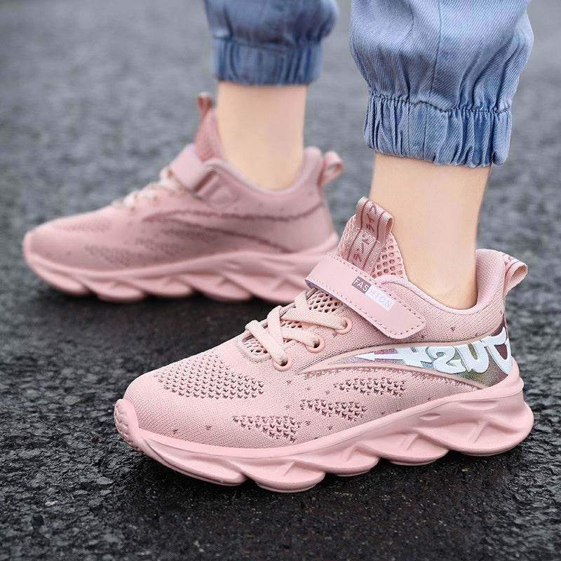 Buycenter Girls' Casual Running Shoes - Breathable Mesh, Velcro Closure - Buy Center