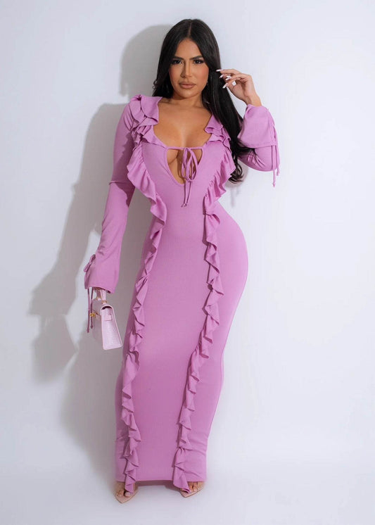 Elegant Violet Bridesmaid Dress - Pure Color Tie Stringy Selvedge Style - Buy Center