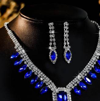 Elegant K-Gold Necklace Set - Stunning Rhinestone Pendant & Earrings - Buy Center