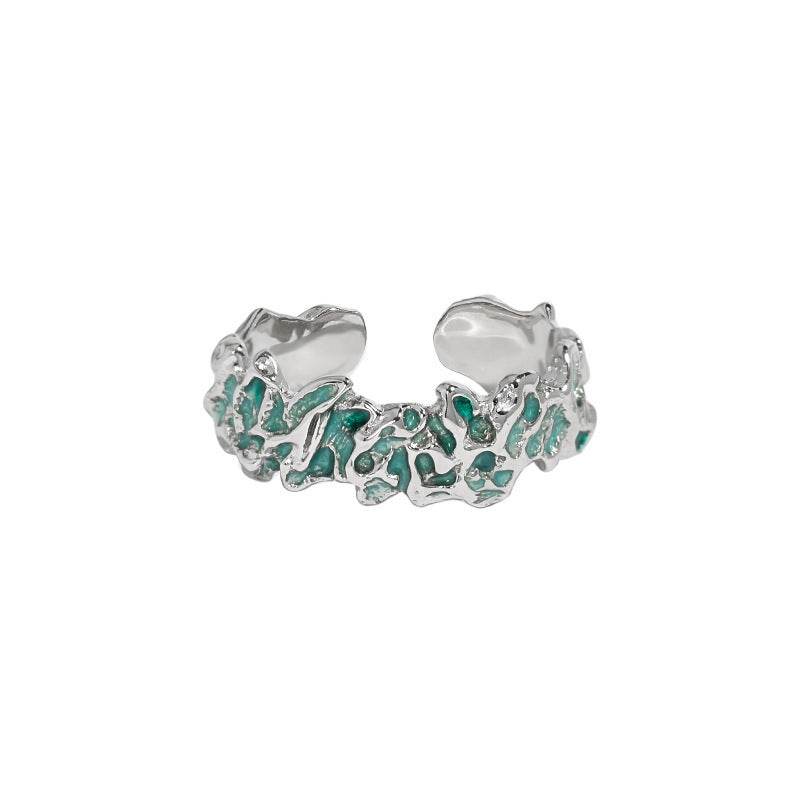 Unique Irregular Texture Silver Ring - Adjustable Ethnic Design for All - Buy Center