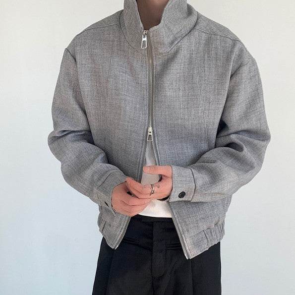 Autumn Minimalist Couple Jacket - Stylish Loose Fit, Gray & Black Design - Buy Center