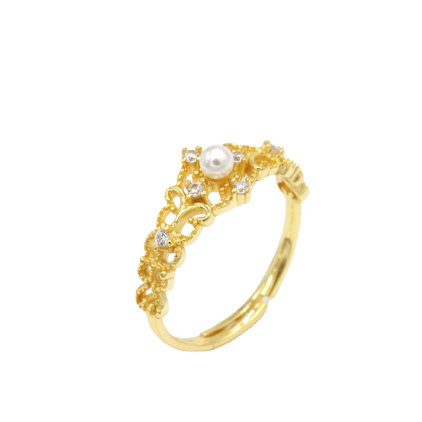 Women's Gold Plated Antique Hollow Ring - Elegant Geometric Design 2025 - Buy Center