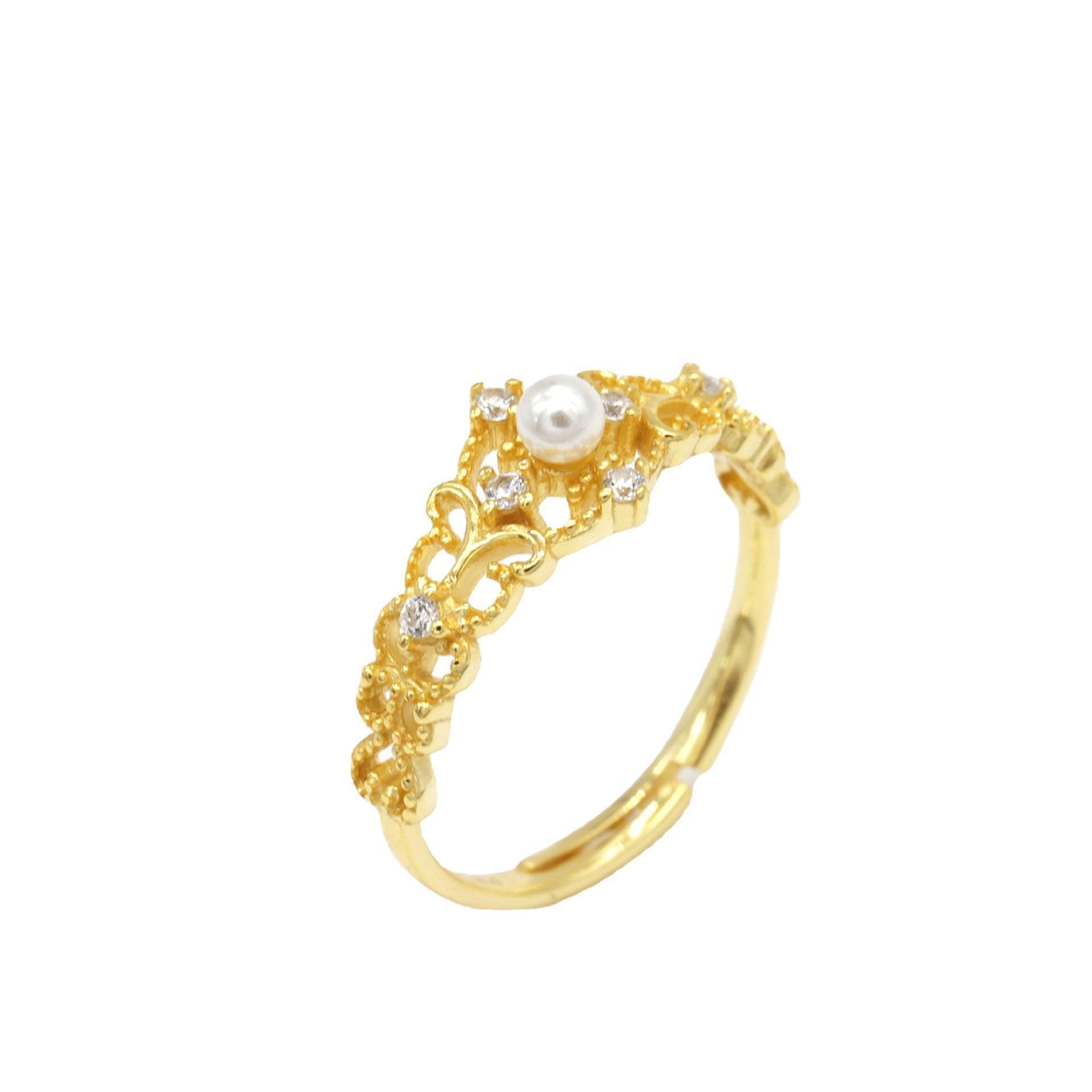 Women's Gold Plated Antique Hollow Ring - Elegant Geometric Design 2025 - Buy Center