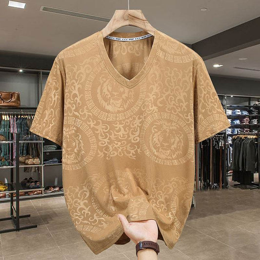 Plus Size Loose V-Neck T-Shirt for Men - Casual Wear in 5XL to 11XL - Buy Center