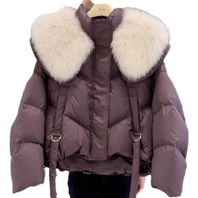 Women's Winter Black Cotton Padded Coat - Stylish, Warm, Chic Fur Collar - Buy Center