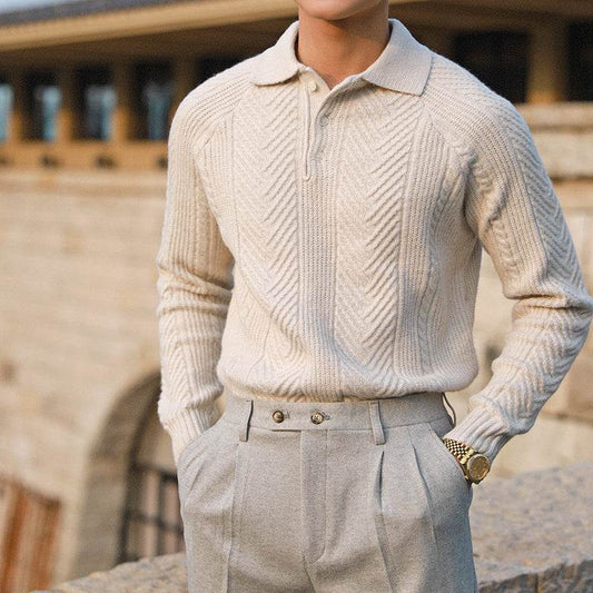 Buycenter Men's Thickened Warm Base Sweater - Stand Collar, Long Sleeve - Buy Center