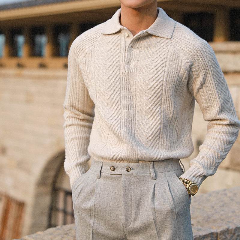 Buycenter Men's Thickened Warm Base Sweater - Stand Collar, Long Sleeve - Buy Center