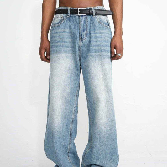 Men's Blue Wide Leg Casual Jeans - Stylish Fit for Modern Fashion 2025