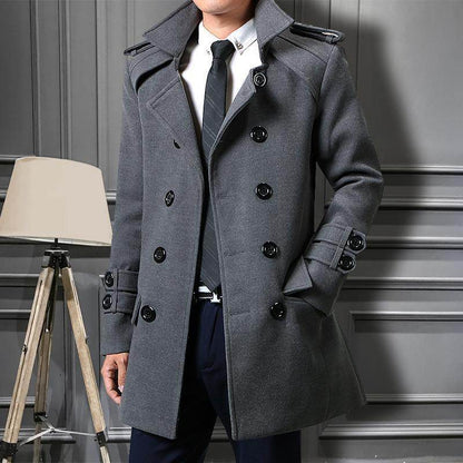 Men's Slim Fit Korean Duster Coat - Stylish Wool Blend Fashion 2025 - Buy Center