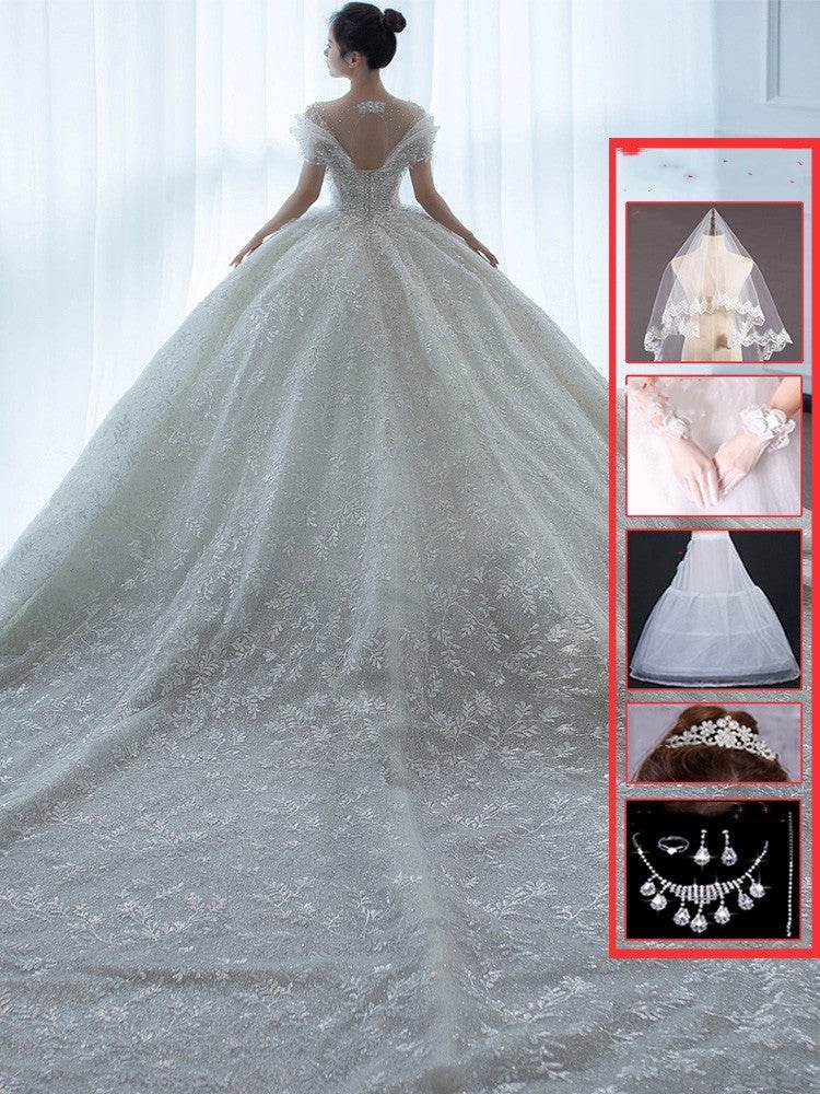 Off-Shoulder French Wedding Dress - Elegant Lace Cocktail Gown for Brides - Buy Center