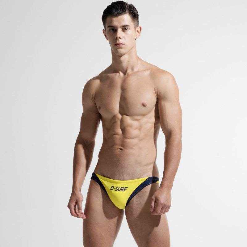 Men's Low Waist Swimming Trunks - Trendy Triangle Color Matching