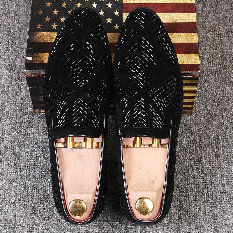 Men's Black Paillette Casual Shoes - Stylish Pointed Toe Design 2025 - Buy Center