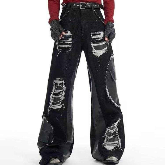 Retro Rivet Stitching Skinny Jeans - Stylish Black Denim for Autumn