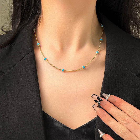 Elegant Titanium Steel Ball Drop Necklace - Stylish Green Pearl Pendant - Buy Center