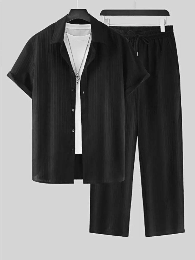 Buycenter Striped Short-Sleeved Men’s Suit Shirt - Summer Fashion - Buy Center