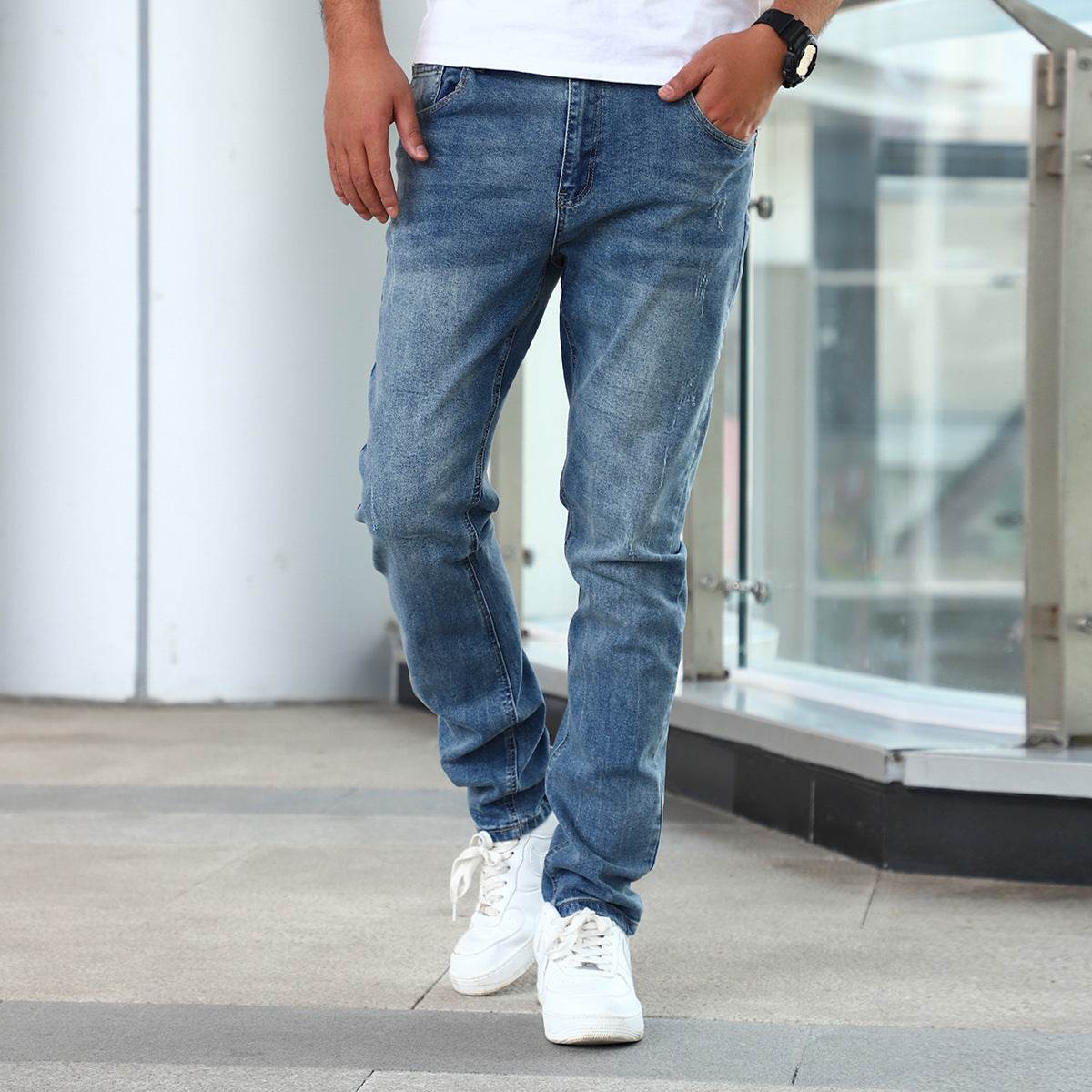 Buycenter Men's Gray Stretch Skinny Jeans - Korean Style Trousers - Buy Center