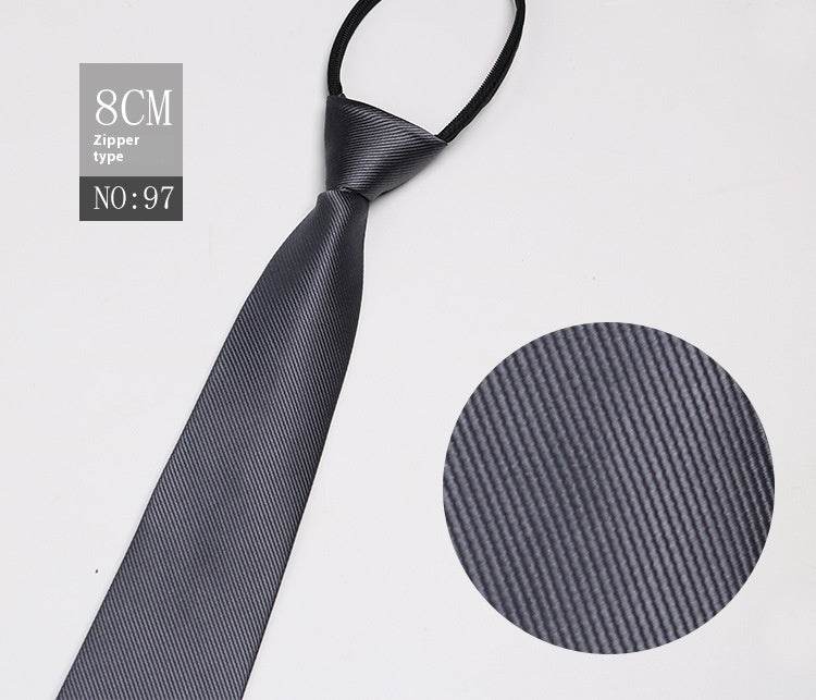 Black Striped Blue Business Tie - Lazy Zip Closure for Easy Wear - Buy Center