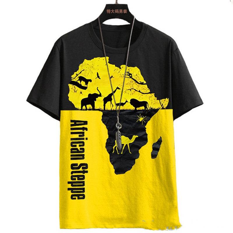 Trendy Men's Hip-Hop Short Sleeve T-Shirt - Loose Fit Geometric Style - Buy Center